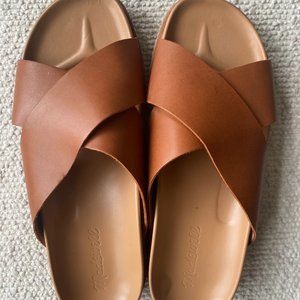 Madewell Women's Patty Crisscross Slide Sandal in Cognac, Size 7